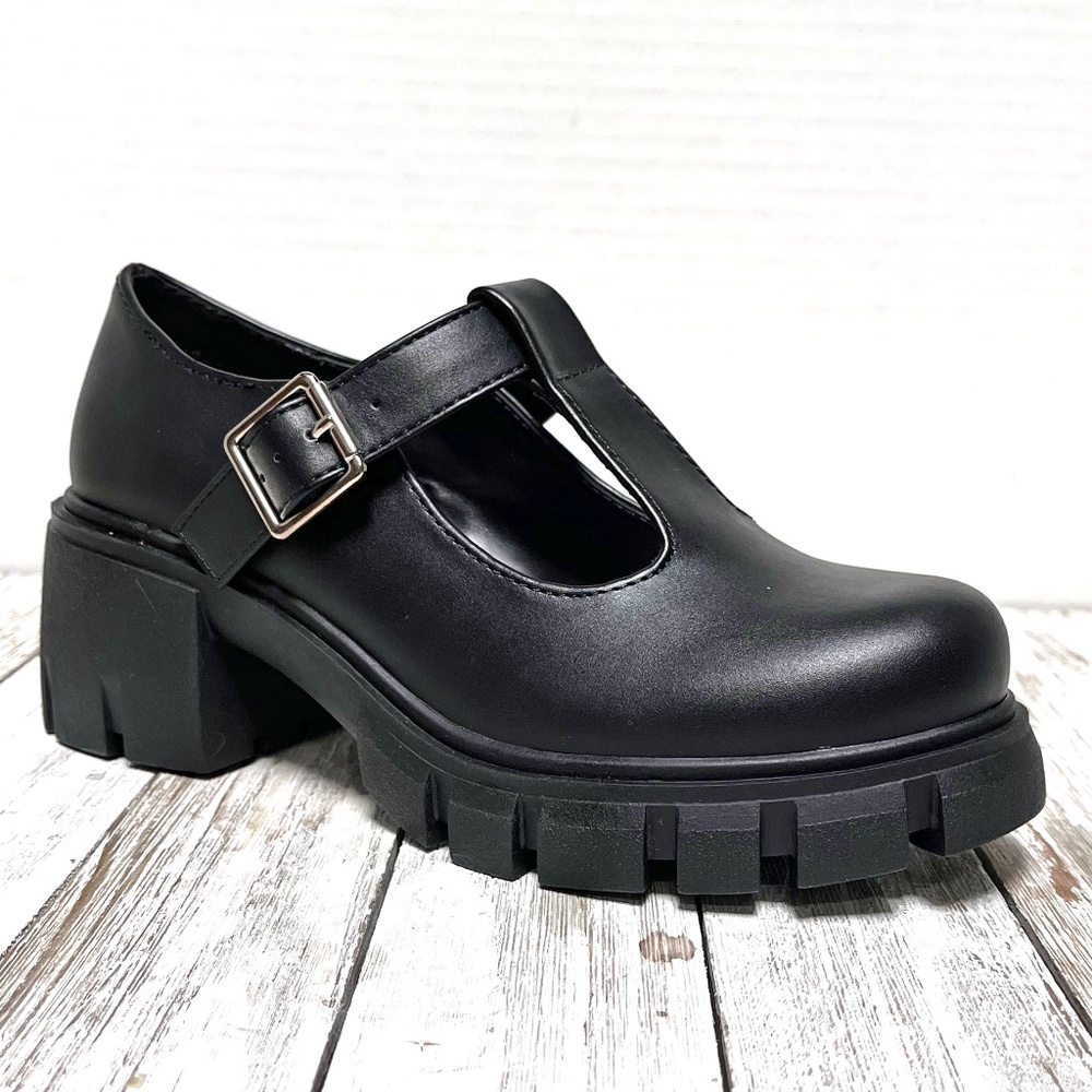 New Black Platform Mary Jane Ballet Flats